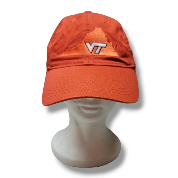 Virginia Tech Hokies w/ State Outline Legacy 92 Hat Cap Red / Orange Adjustable - Picture 1 of 9